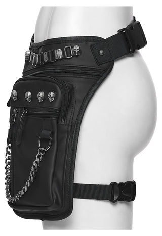 Punk Rave Cyberpunk Chain & Skull Hardware Waist–Leg Bag