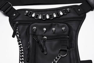 Punk Rave Cyberpunk Chain & Skull Hardware Waist–Leg Bag