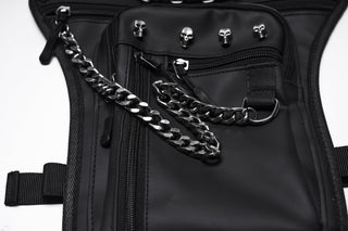 Punk Rave Cyberpunk Chain & Skull Hardware Waist–Leg Bag