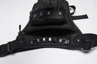 Punk Rave Cyberpunk Chain & Skull Hardware Waist–Leg Bag