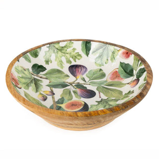 Large mango wood enamel inlay Bowl - Figs
