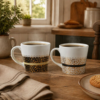 London Set of Two Leopard Print Mugs | London Leo