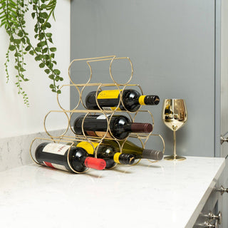 10 Bottle Rounded Wine Rack - Gold - Hstrends