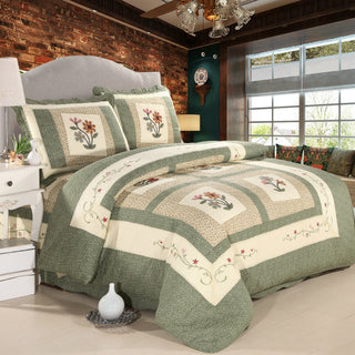100% Cotton Quilted Water Wash Quilt Three - piece Set Four - piece Set Real Split Embroidered - Hstrends