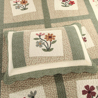 100% Cotton Quilted Water Wash Quilt Three - piece Set Four - piece Set Real Split Embroidered - Hstrends