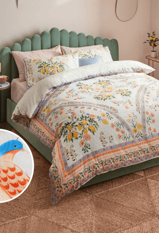 100% Cotton sateen floral scarf print duvet cover bedding set - Hstrends