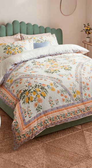 100% Cotton sateen floral scarf print duvet cover bedding set - Hstrends