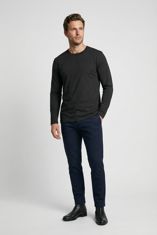 Bevis Long Sleeve Cotton T-shirt - Grey