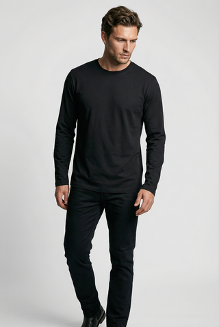 Bevis Long Sleeve Cotton t-shirt -Black