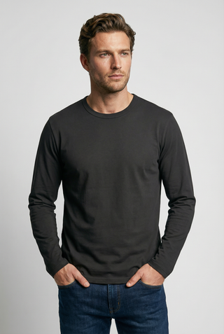 Bevis Long Sleeve Cotton T-shirt - Grey