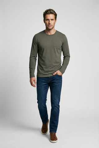 Bevis Long Sleeve Cotton T-shirt - Olive