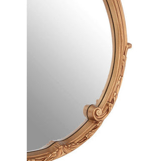 Tina Gold Finish Round Acanthus Leaf Wall Mirror