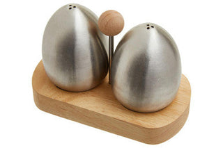Natural Origins Stainless Steel And Rubber wood Salt Pepper Shakers