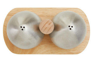 Natural Origins Stainless Steel And Rubberwood Salt Pepper Shakers