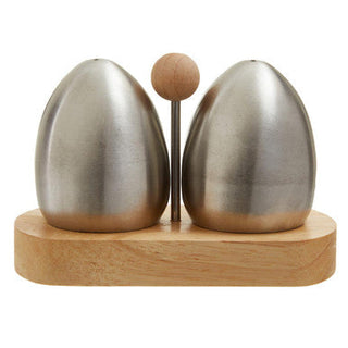 Natural Origins Stainless Steel And Rubberwood Salt Pepper Shakers