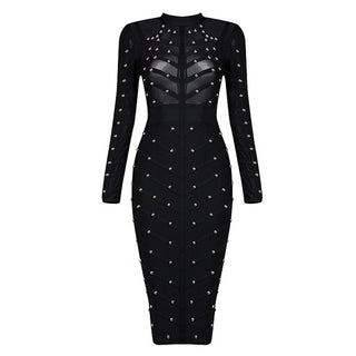 mesh long sleeve bandage dress