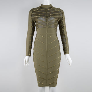 mesh long sleeve bandage dress