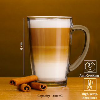 Euri Clear Tall Glass Mugs Set Of 4