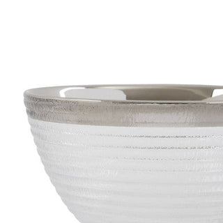 Ida 15Cm Embossed Glass Bowl With Silver Rim