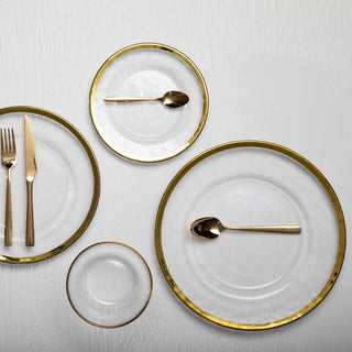 Ida Textured Glass Dinner Plate With Gold Rim