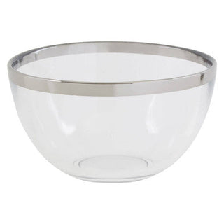 Ida 15Cm Plain Glass Bowl With Silver Rim