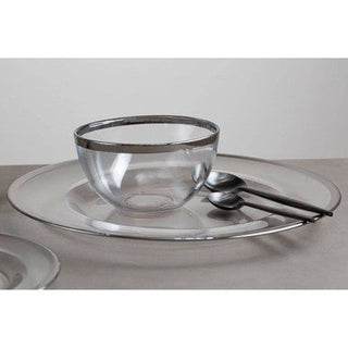 Ida 15Cm Plain Glass Bowl With Silver Rim