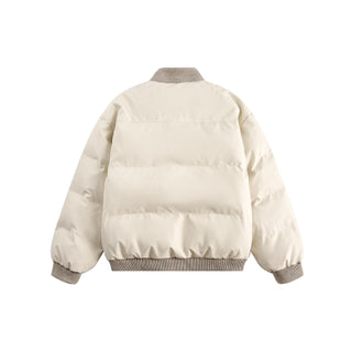 Unisex PU Stitching Cotton-Padded Jacket