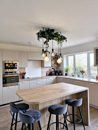 Matt Black Canopy Wooden Beam Chandelier