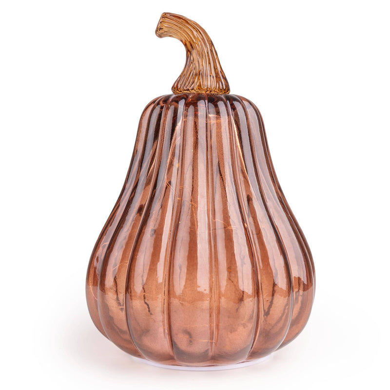 Tall LED Glass Pumpkin - Orange