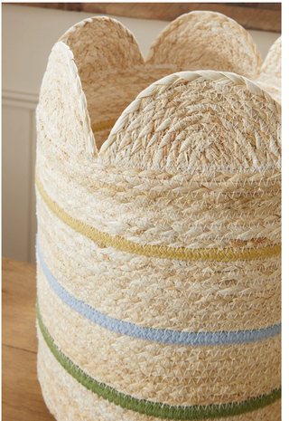 Natural Seagrass Set of 3 Scalloped Storage Baskets