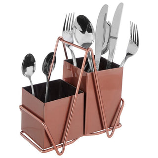 2 Compartment Rose Gold Cutlery Caddy - Hstrends