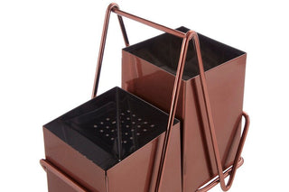 2 Compartment Rose Gold Cutlery Caddy - Hstrends