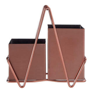 2 Compartment Rose Gold Cutlery Caddy - Hstrends