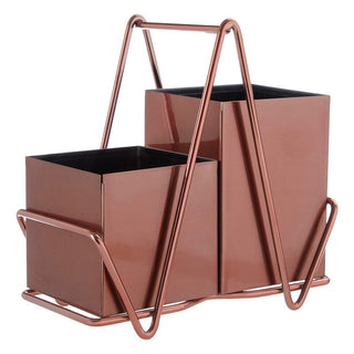 2 Compartment Rose Gold Cutlery Caddy - Hstrends