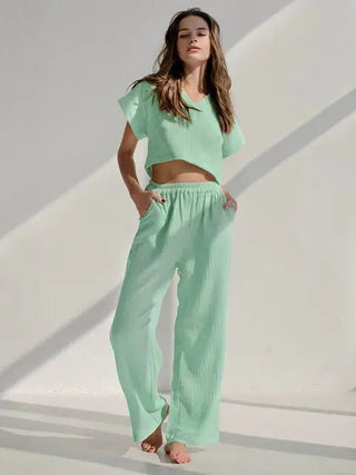 2 Piece Set Loose Pajamas for Women - Hstrends