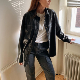 Nordic Style NANUSHK@belt Plain Leather Jacket Women&#039;s Jacket Lapel Motorcycle Imitation Leather Leather Jacket 2022 Spring And Summer