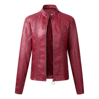 Long - sleeved Short Women Pu Leather Jacket Leather Biker Jacket - Hstrends