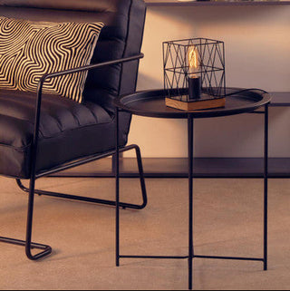 Acero Black Metal Round Side Table