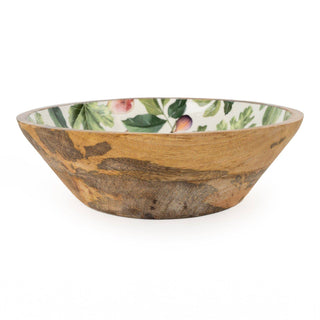 Large mango wood enamel inlay Bowl - Figs