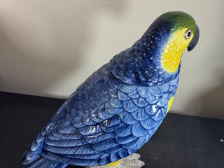 Yellow & Blue Ceramic Parrot Storage Jar/Vase