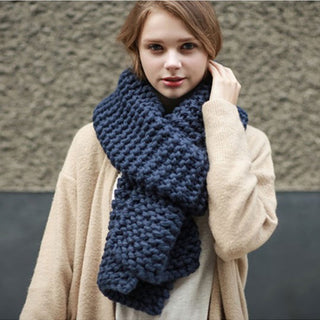 Thick Wool Solid Colour Warm Knitted Winter Scarf Thickened Scarf