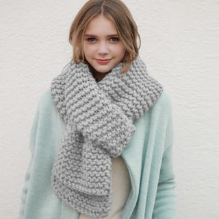 Thick Wool Solid Colour Warm Knitted Winter Scarf Thickened Scarf