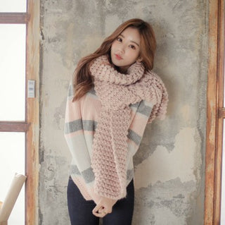 Thick Wool Solid Colour Warm Knitted Winter Scarf Thickened Scarf