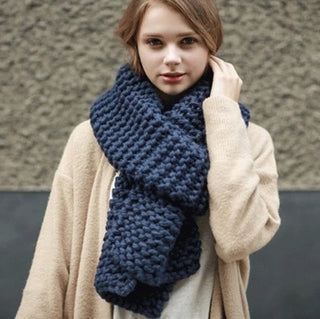 Thick Wool Solid Colour Warm Knitted Winter Scarf Thickened Scarf