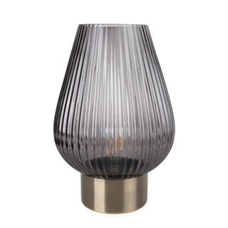 33cm LED Glass Footed Ridged Lamp - Blue - Hstrends