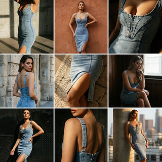 Automation - Women Denim midi Dress