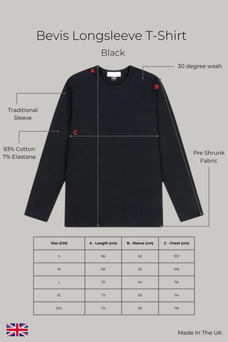 Bevis Long Sleeve Cotton t-shirt -Black