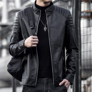 Motorcycle PU Leather Jacket Men