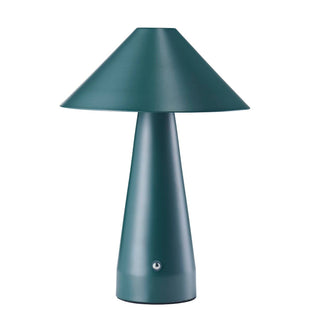 Matte Forest Green Rechargeable Touch Dimmable Table Lamp with Wide Metal Shade