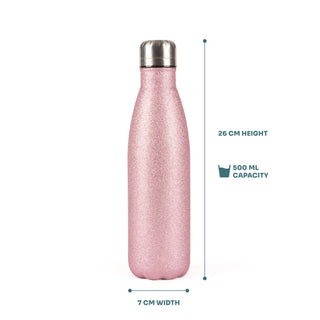 500ml Metal Water Bottles: Pink Glitter - Hstrends